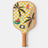 Palmbomen Surfboard Geruit Zomer Pickleball Paddle (Voorkant)