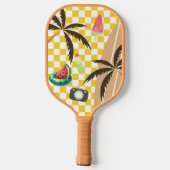 Palmbomen Surfboard Geruit Zomer Pickleball Paddle (Achterkant)
