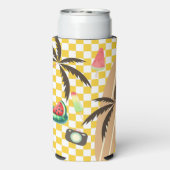 Palmbomen Surfboard Geruit Zomer Seltzer Blikjeskoeler (Seltzer Achterkant)