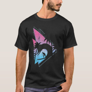 Palmbomen Synthetische golven Surfen Vaporwave Sur T-shirt