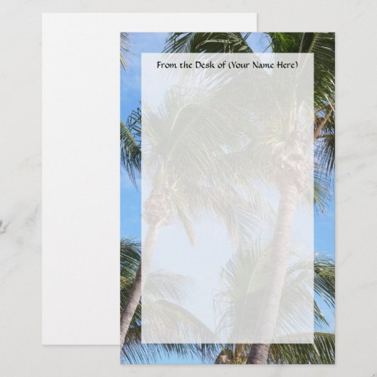 palmbomen tegen blauwe hemel briefpapier (Voorkant / Achterkant)