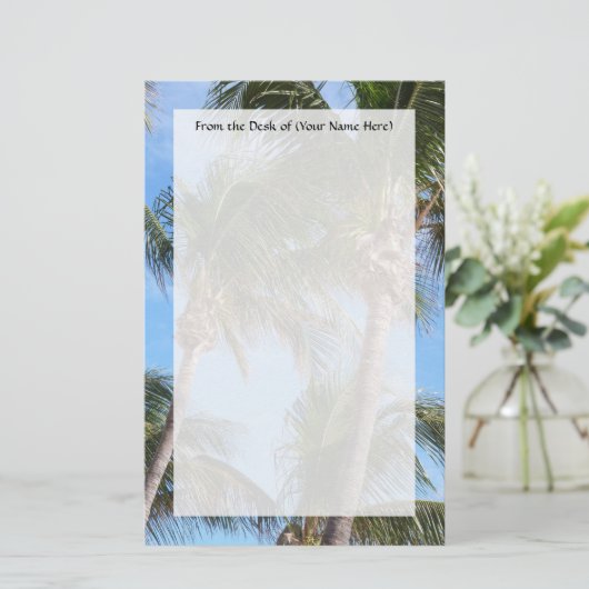 palmbomen tegen blauwe hemel briefpapier (Staand voorkant)