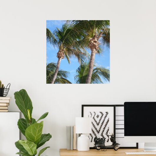 palmbomen tegen blauwe hemel poster (Thuiskantoor)