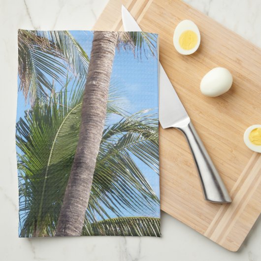 palmbomen tegen blauwe hemel theedoek (Quarter Fold)