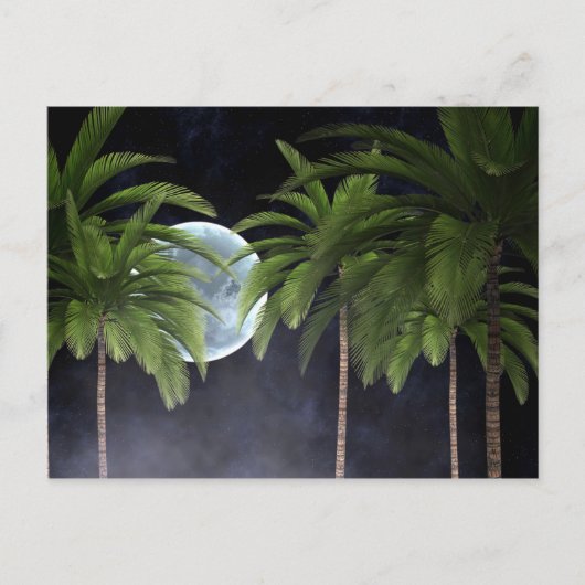 palmbomen tegen de maan briefkaart (Voorkant)