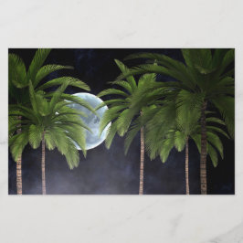 palmbomen tegen de maan briefpapier