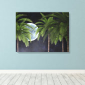 palmbomen tegen de maan canvas afdruk (Insitu (Houten vloer))