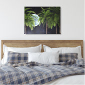 palmbomen tegen de maan canvas afdruk (Insitu (Slaapkamer))