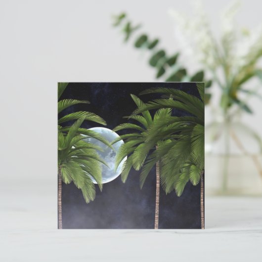 palmbomen tegen de maan kaart (Staand voorkant)