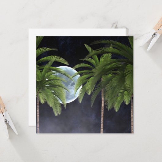 palmbomen tegen de maan kaart (Voorkant / Achterkant in situ)