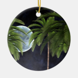 palmbomen tegen de maan keramisch ornament
