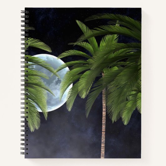 palmbomen tegen de maan notitieboek (Voorkant)