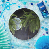 palmbomen tegen de maan papieren bordje (Feest)