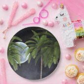 palmbomen tegen de maan papieren bordje (Feest)