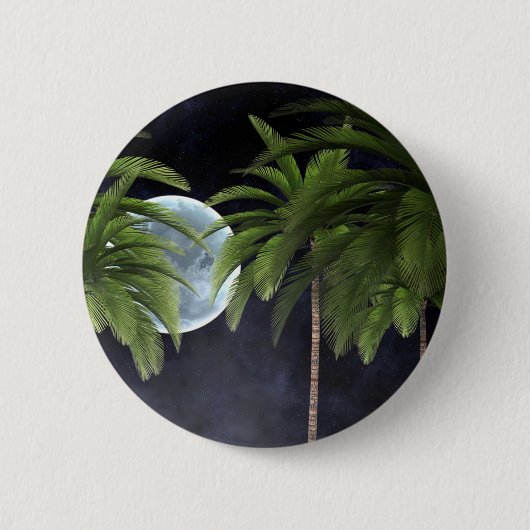 palmbomen tegen de maan ronde button 5,7 cm (Voorkant)