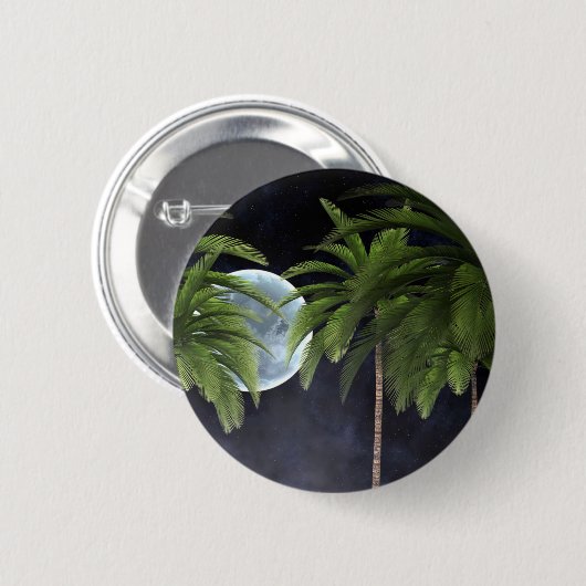 palmbomen tegen de maan ronde button 5,7 cm (Voorkant /achterkant)