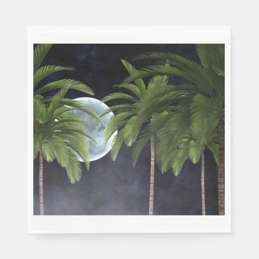 palmbomen tegen de maan servet (Voorkant)