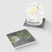 palmbomen tegen de maan stenen onderzetter (Zijkant)