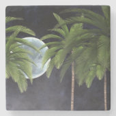 palmbomen tegen de maan stenen onderzetter (Voorkant)