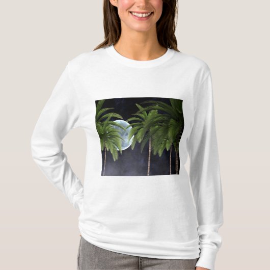 palmbomen tegen de maan t-shirt (Voorkant)