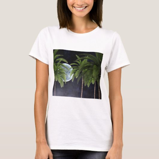 palmbomen tegen de maan t-shirt (Voorkant)