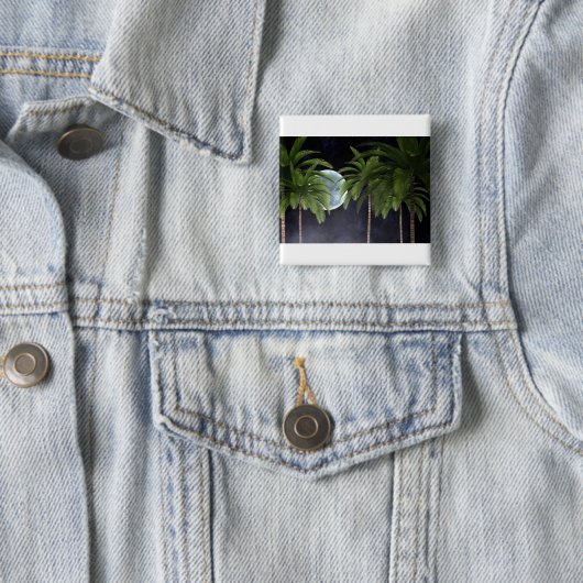 palmbomen tegen de maan vierkante button 5,1 cm (In situ)