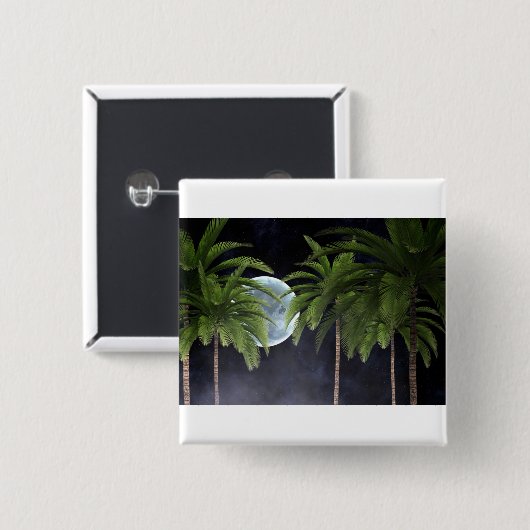 palmbomen tegen de maan vierkante button 5,1 cm (Voorkant /achterkant)