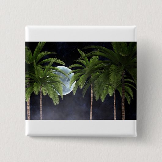 palmbomen tegen de maan vierkante button 5,1 cm (Voorkant)