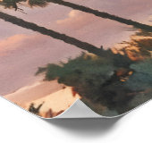 Palmbomen Tropical Sunset Waterverf Art Poster (Hoek)