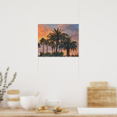 Palmbomen Tropical Sunset Waterverf Art Poster (Keuken)