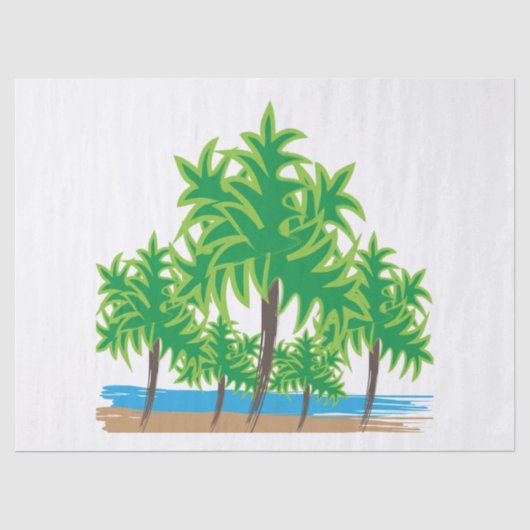 Palmbomen Tropisch Eiland Strand Tissuepapier (Voorkant)