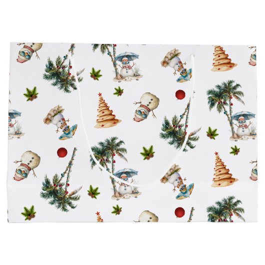 Palmbomen Tropisch kerstpatroon Groot Cadeauzakje (Achterkant)