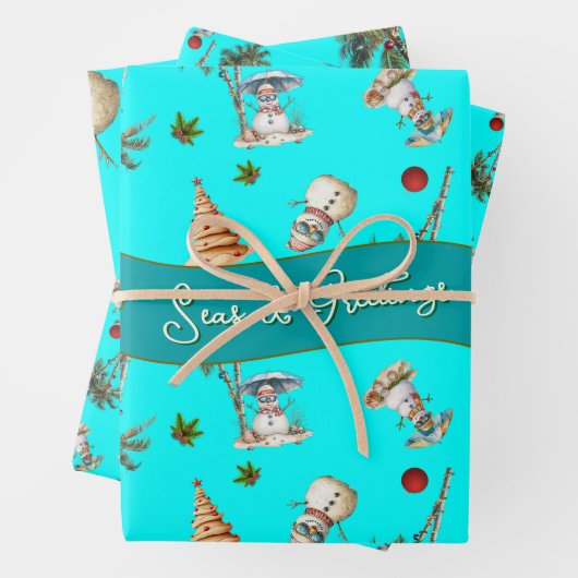 Palmbomen Tropisch kerstpatroon Inpakpapier Vel (In situ)