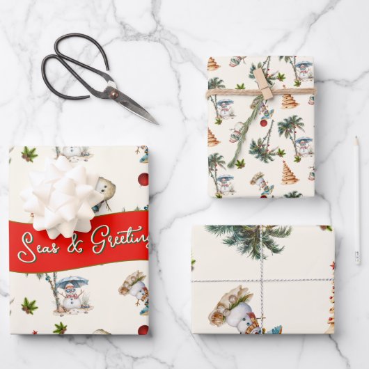 Palmbomen Tropisch kerstpatroon Inpakpapier Vel (Voorkant)