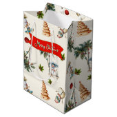 Palmbomen Tropisch kerstpatroon Medium Cadeauzakje (Voorkant Gekanteld)
