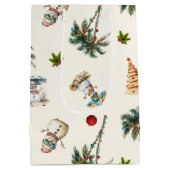 Palmbomen Tropisch kerstpatroon Medium Cadeauzakje (Achterkant)