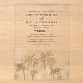 Palmbomen Tropisch Strand Bruiloft Acryl Uitnodigingen (Voorkant)