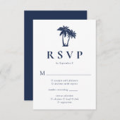 Palmbomen Tropisch Strand Navy  RSVP Kaartje (Voorkant / Achterkant)