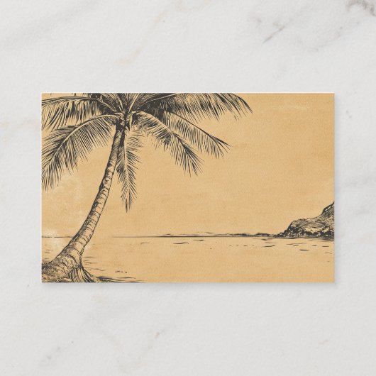 Palmbomen Tropisch strand  stijl schets Visitekaartje (Achterkant)