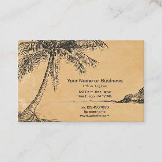 Palmbomen Tropisch strand  stijl schets Visitekaartje (Voorkant)