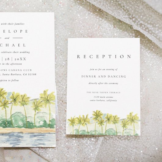 Palmbomen Tropische Bruiloft Receptie Enclosure Kaart