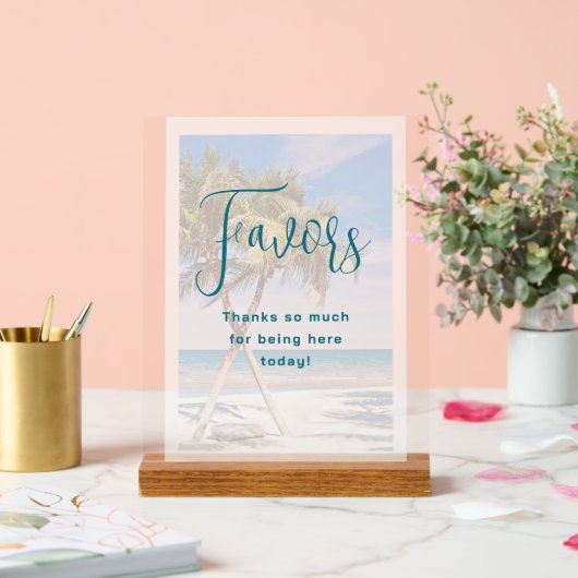 Palmbomen Tropische bruiloft Receptie Favorieten Acryl Bord (Huwelijk)