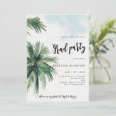 Palmbomen Tropische Graduation Party Uitnodiging (Staand voorkant)