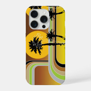 Palmbomen Tropische Retro Strand Zonsondergang Str iPhone 15 Pro Case