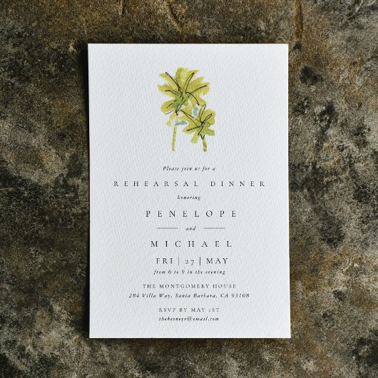 Palmbomen Tropische Waterverf repetitie diner Kaart