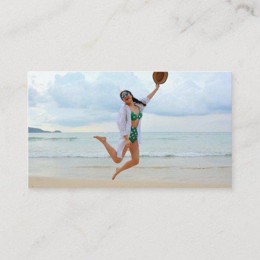 Palmbomen tropische zonsondergang met uw Logo & fo Visitekaartje (Achterkant)