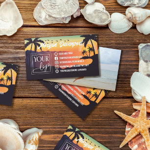 Palmbomen tropische zonsondergang met uw Logo & fo Visitekaartje
