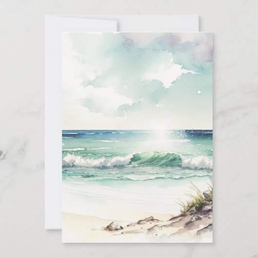 palmbomen uitnodiging voor tropische stranden (Achterkant)