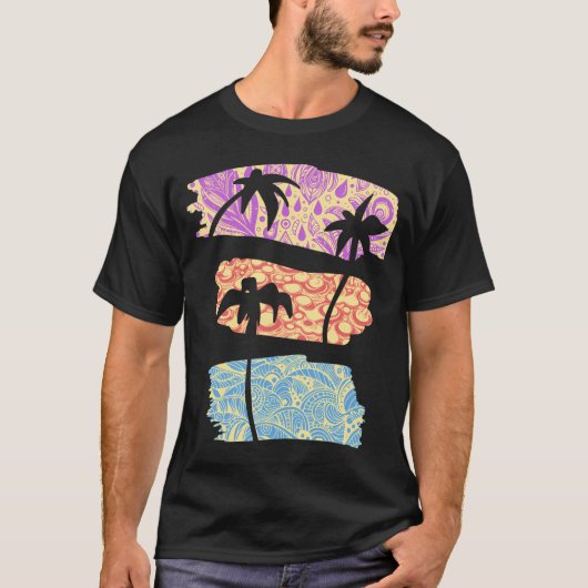 Palmbomen verfborstels t-shirt (Voorkant)