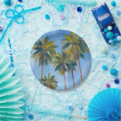 Palmbomen Waterverf Art Tropical Papieren Bordje (Feest)